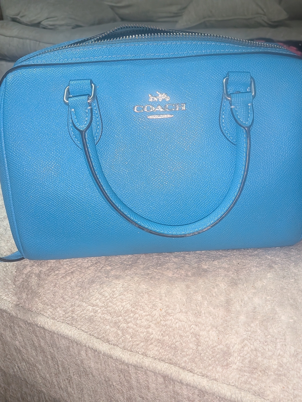 Coach Blue Leather Dome Satchel - Picture 3 of 10